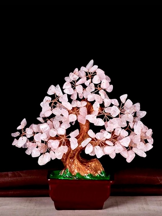 Hand Crafted Other - 🆕New Feng Shui Rose Quartz Crystal Money Bonsai Tree